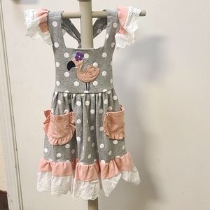 BRAND NEW! Boutique Gray/pinkFlamingo Dress